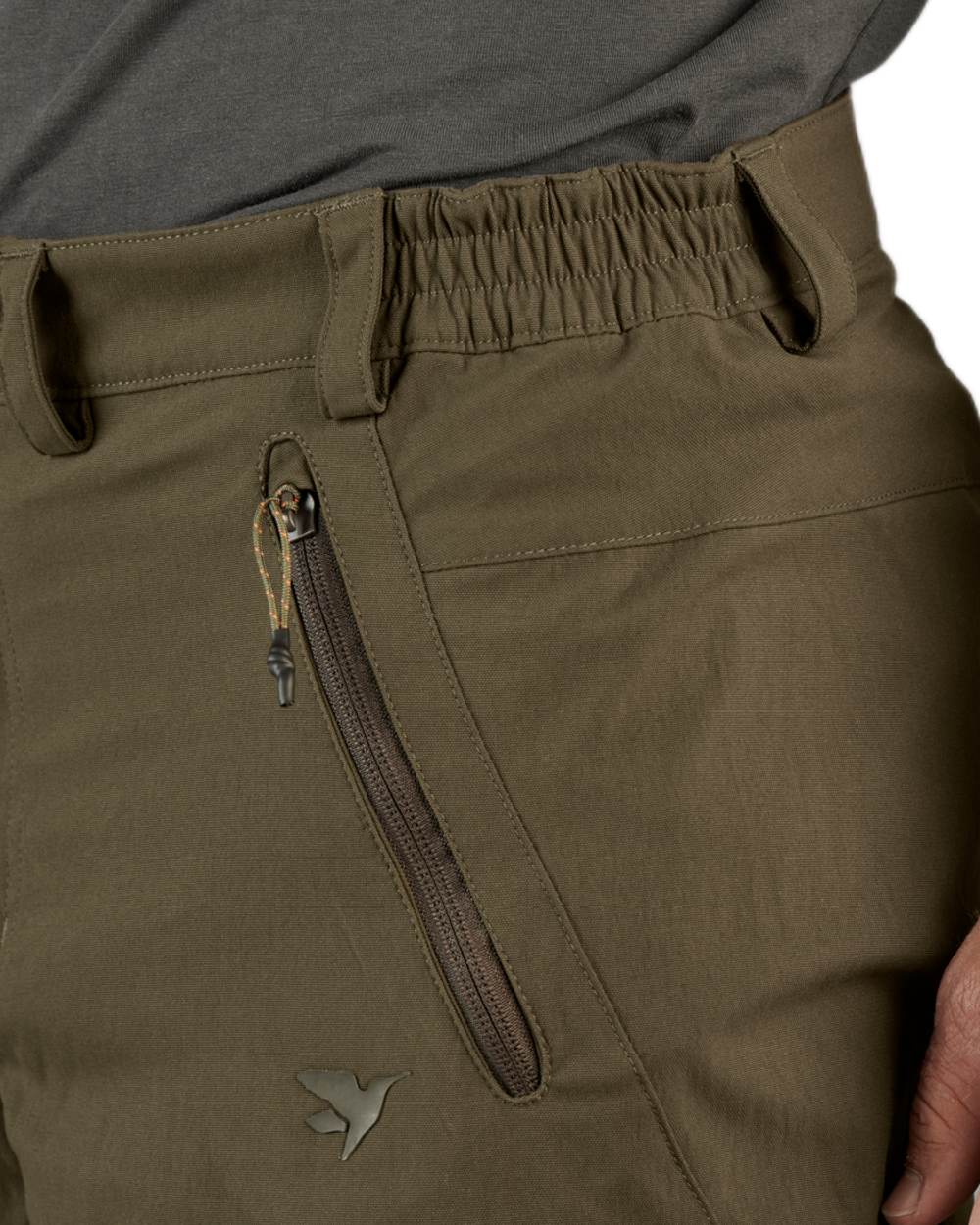 Pine Green Coloured Seeland Outdoor Stretch Trousers on White background 