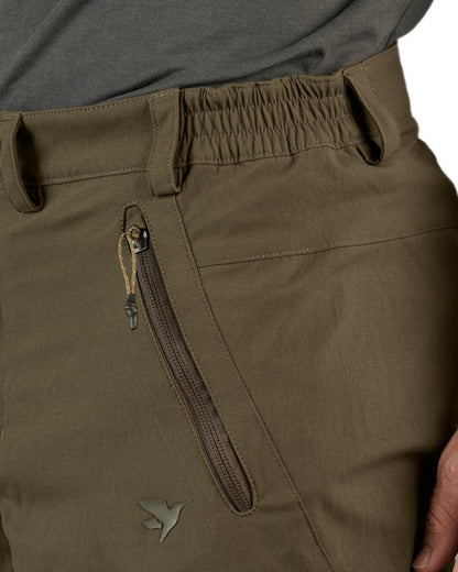 Pine Green Coloured Seeland Outdoor Stretch Trousers on White background 