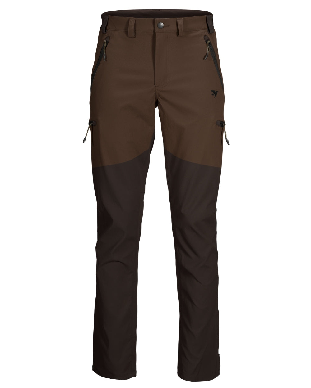 Pinecone Dark Brown Coloured Seeland Outdoor Stretch Trousers on White background 