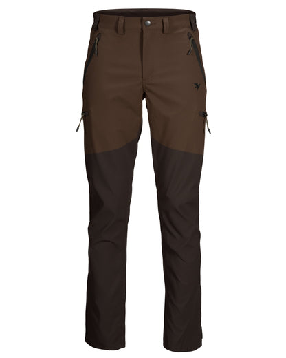 Pinecone Dark Brown Coloured Seeland Outdoor Stretch Trousers on White background 