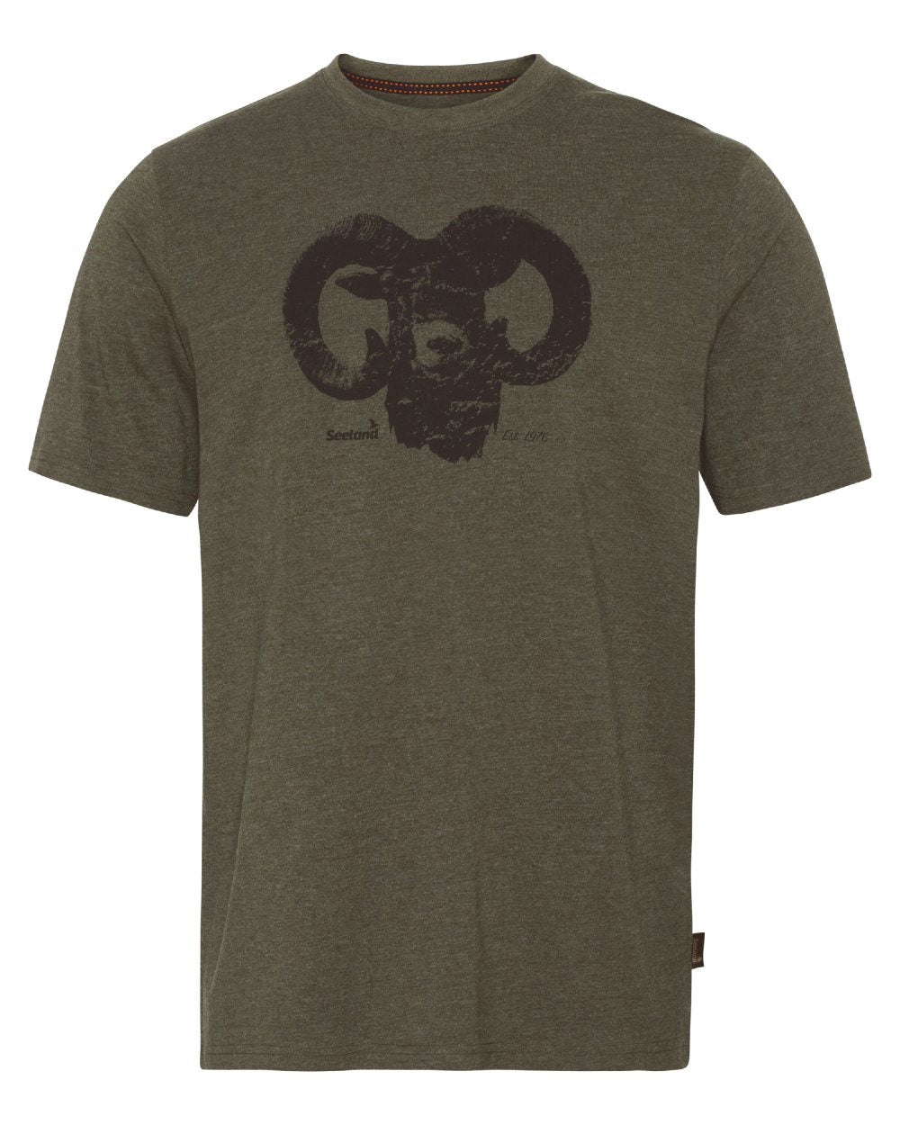 Pine Green Melange Coloured Seeland Outdoor T-Shirts on White background 
