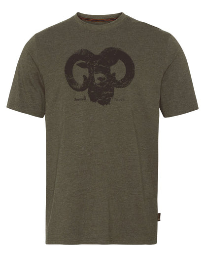 Pine Green Melange Coloured Seeland Outdoor T-Shirts on White background 