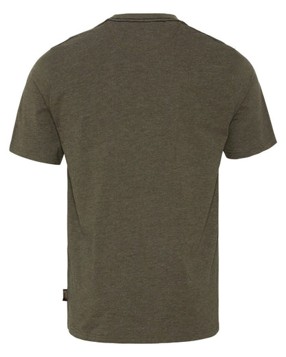 Pine Green Melange Coloured Seeland Outdoor T-Shirts on White background 