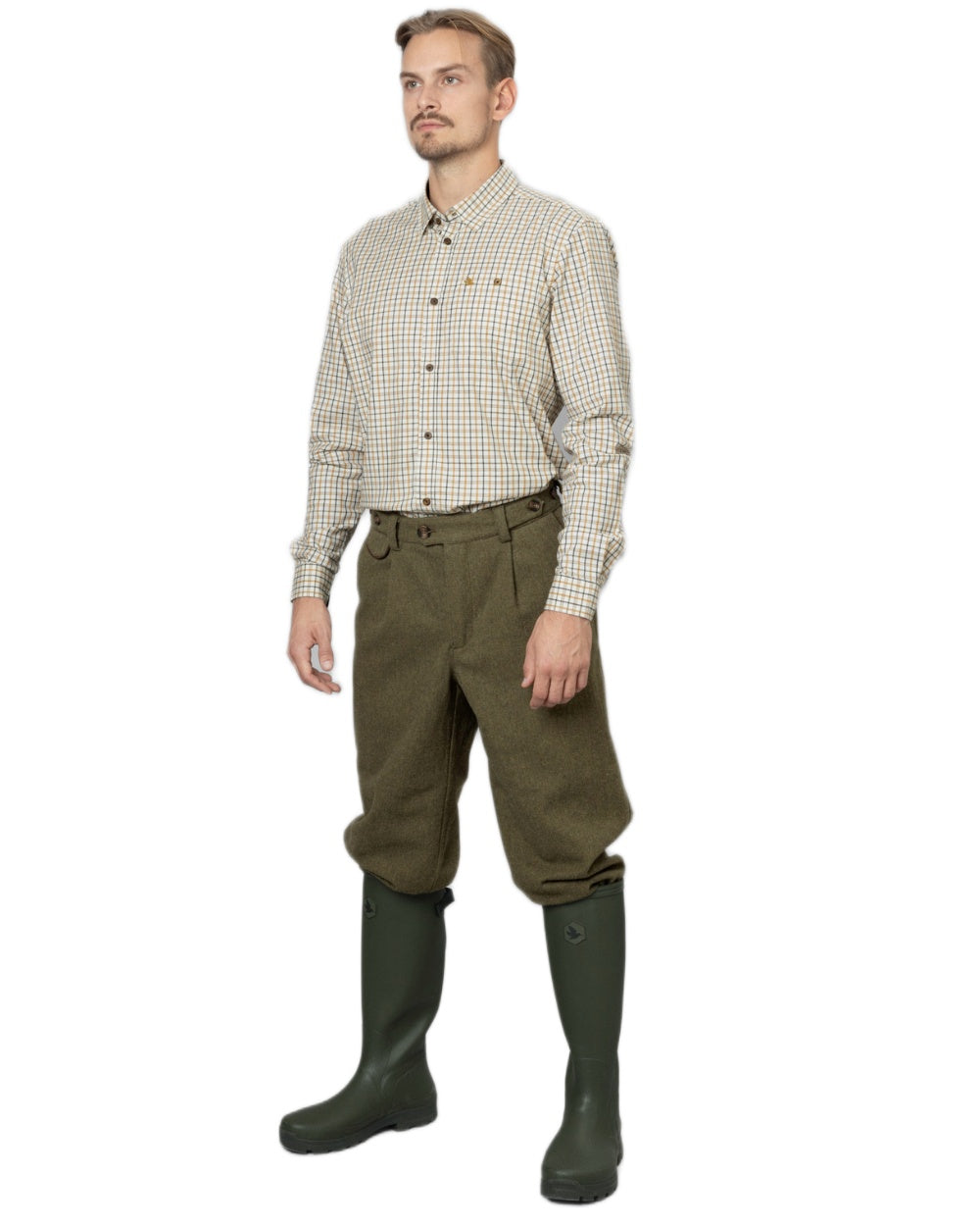 Classic Blue Classic Brown Check Coloured Seeland Oxford Shooting Shirt on white background 
