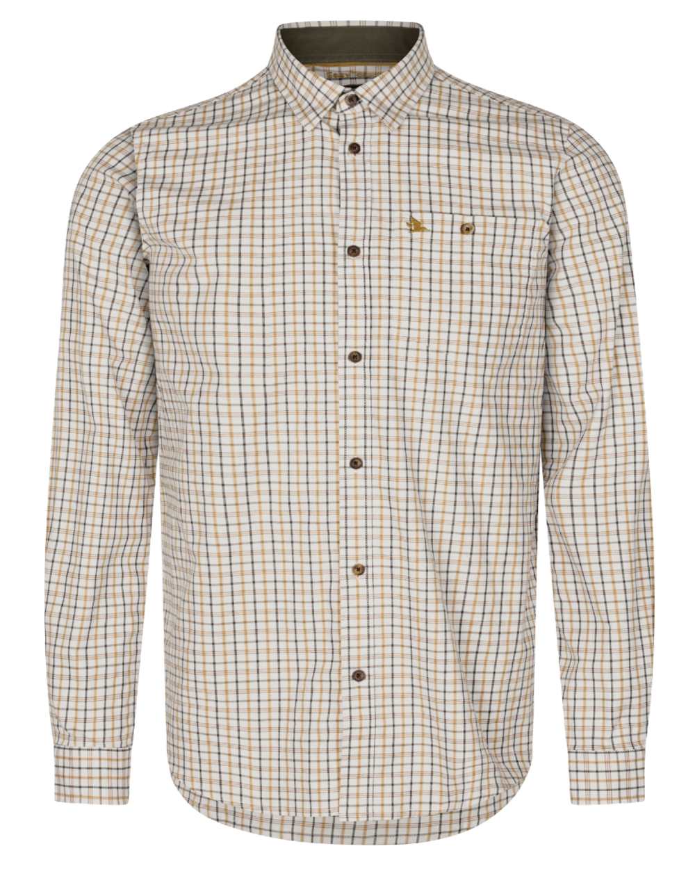 Classic Blue Classic Brown Check Coloured Seeland Oxford Shooting Shirt on white background 