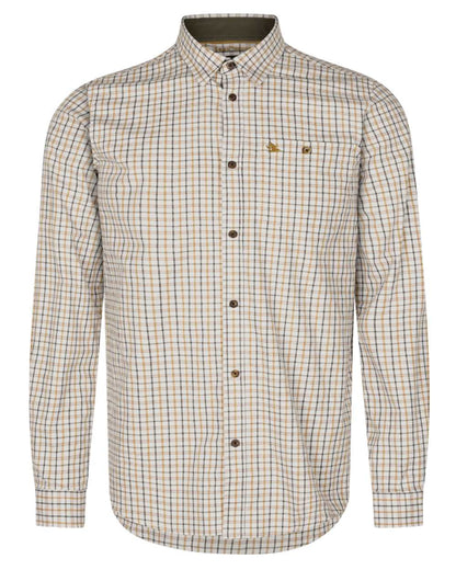 Classic Blue Classic Brown Check Coloured Seeland Oxford Shooting Shirt on white background 