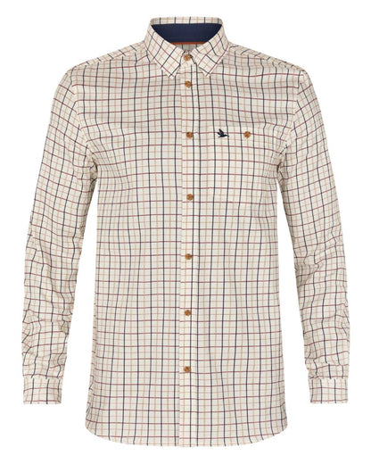 Classic Blue Merlot Check Coloured Seeland Oxford Shooting Shirt on white background 