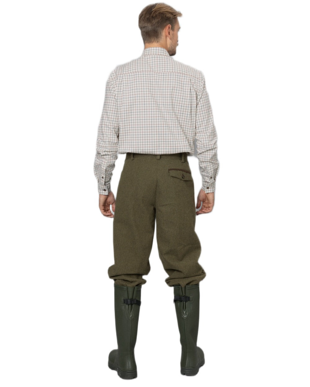 Grape Leaf Terracotta Check Coloured Seeland Oxford Shooting Shirt on white background 