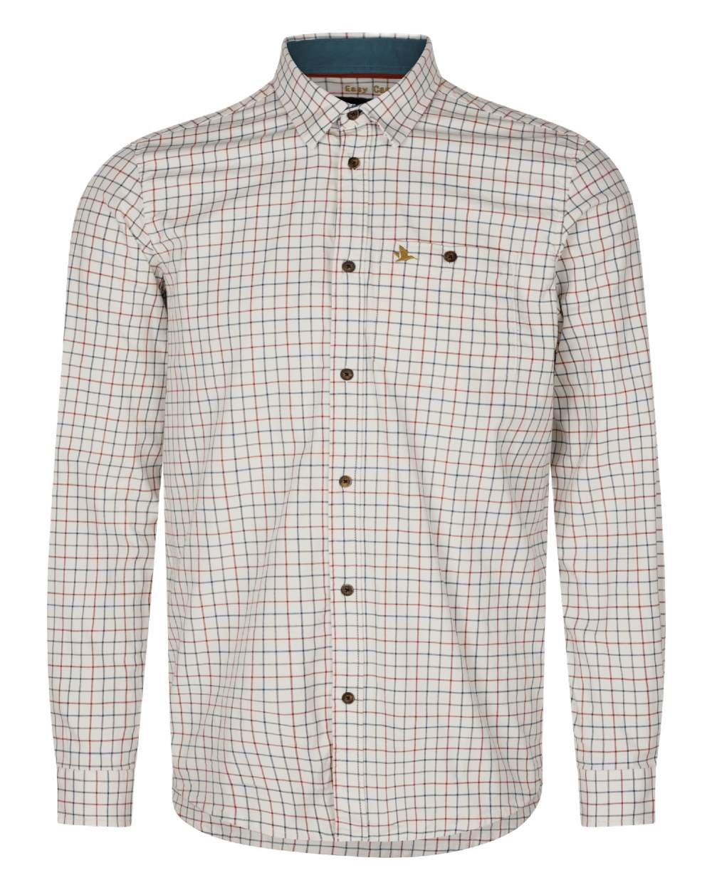 Grape Leaf Terracotta Check Coloured Seeland Oxford Shooting Shirt on white background 
