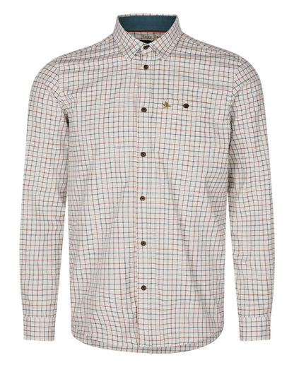 Grape Leaf Terracotta Check Coloured Seeland Oxford Shooting Shirt on white background 