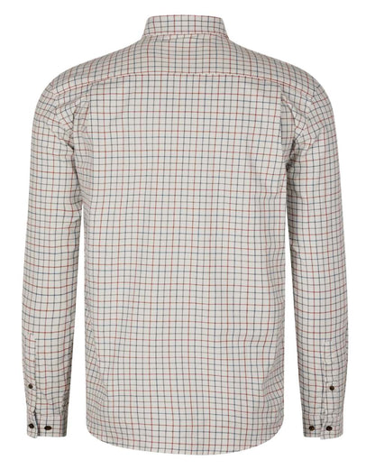 Grape Leaf Terracotta Check Coloured Seeland Oxford Shooting Shirt on white background 