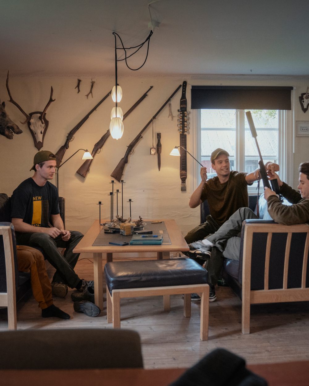 Dark Navy Coloured Seeland Path T-Shirt on indoor background 