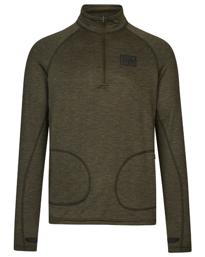 Pine Green Melange Coloured Seeland Peak Half Zip on white background 