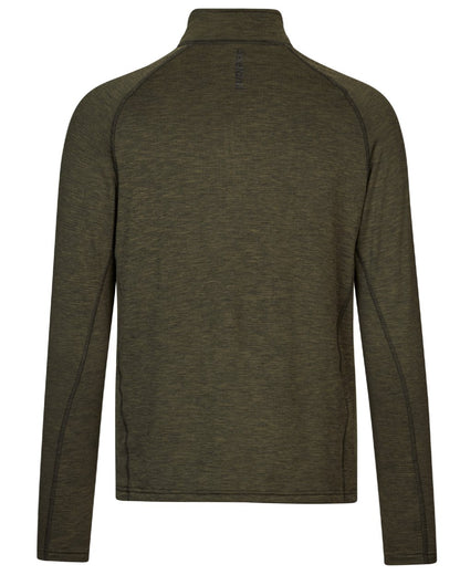 Pine Green Melange Coloured Seeland Peak Half Zip on white background 