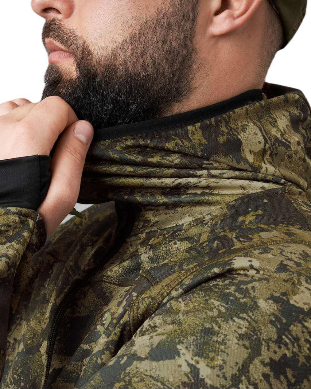 InVis Green Coloured Seeland Power Camo Fleece Jacket on white background 