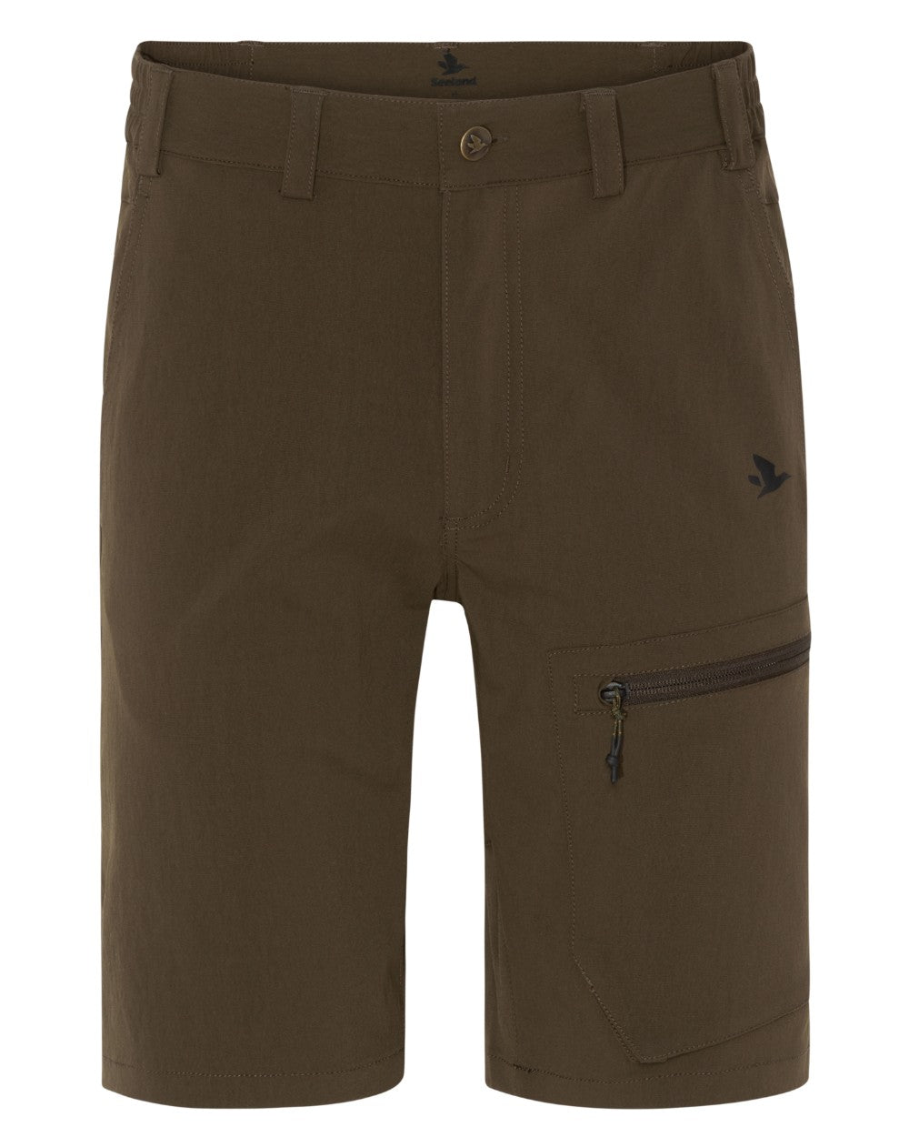 Pine Green Coloured Seeland Rowan Stretch Shorts on White background 