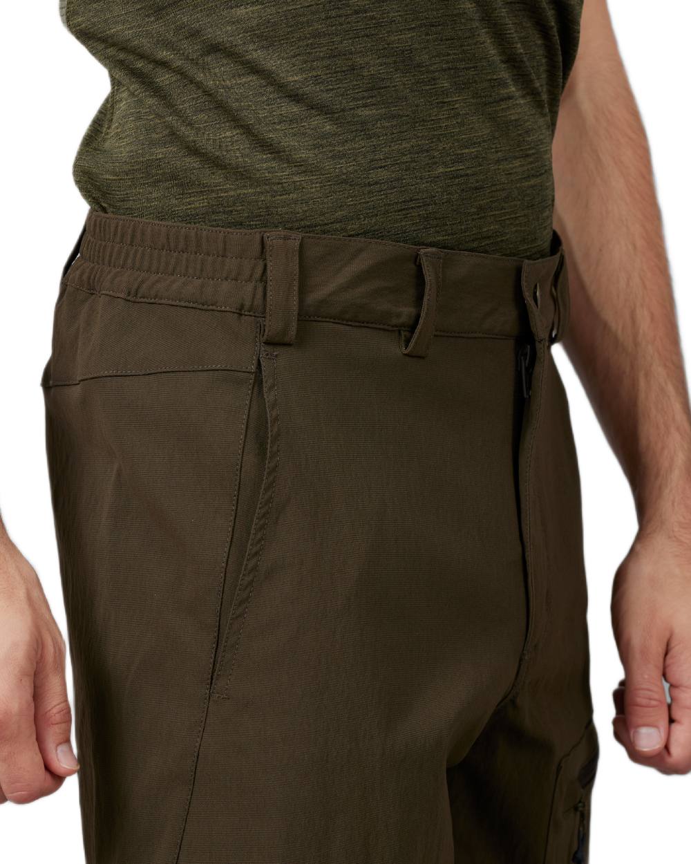 Pine Green Coloured Seeland Rowan Stretch Shorts on White background 