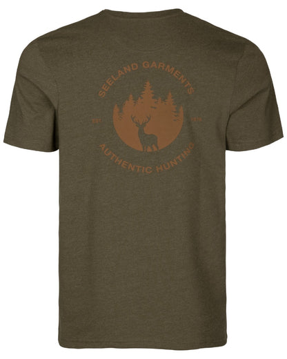 Pine Green Melange coloured Seeland Saker T-Shirt on white background 