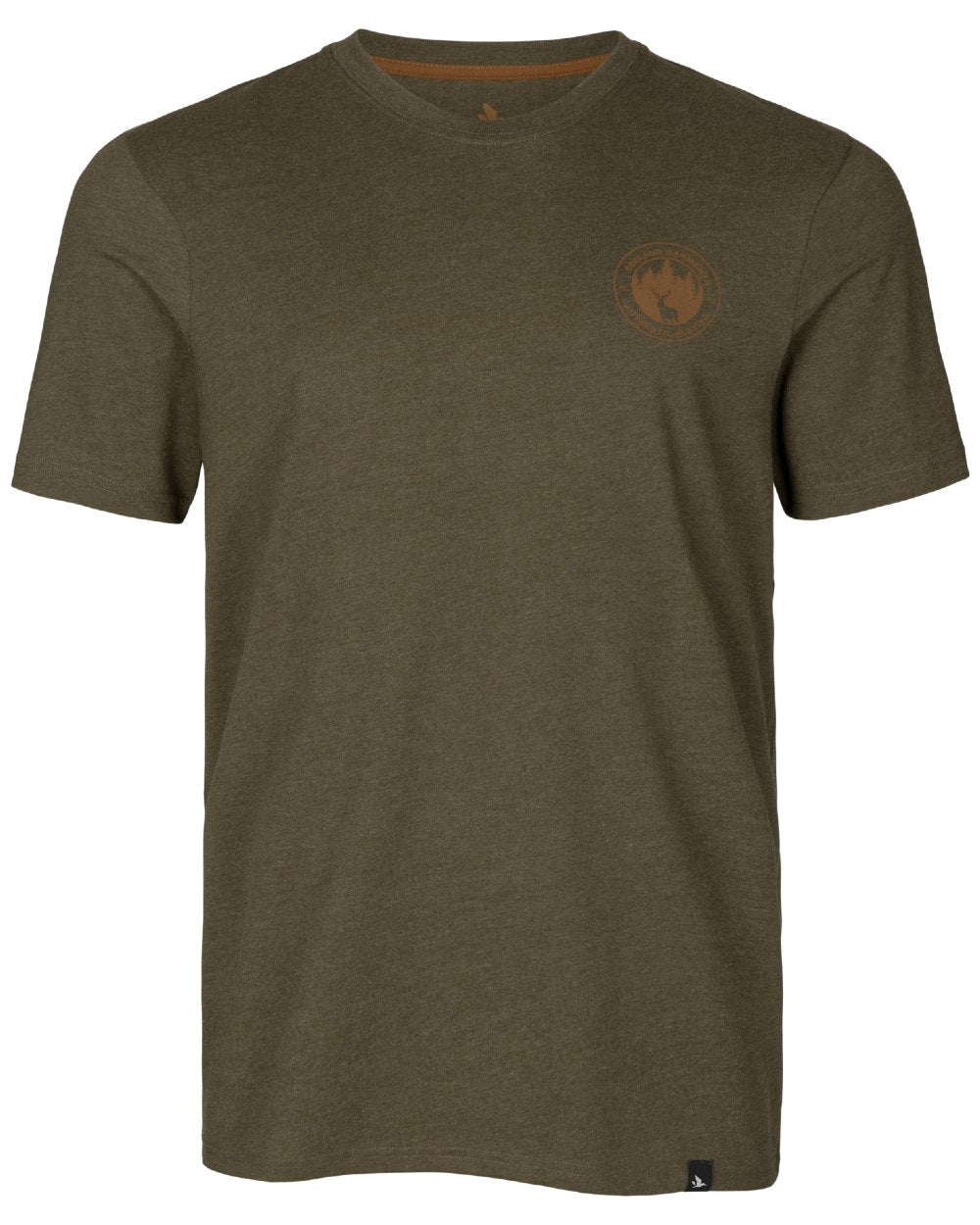 Pine Green Melange coloured Seeland Saker T-Shirt on white background 