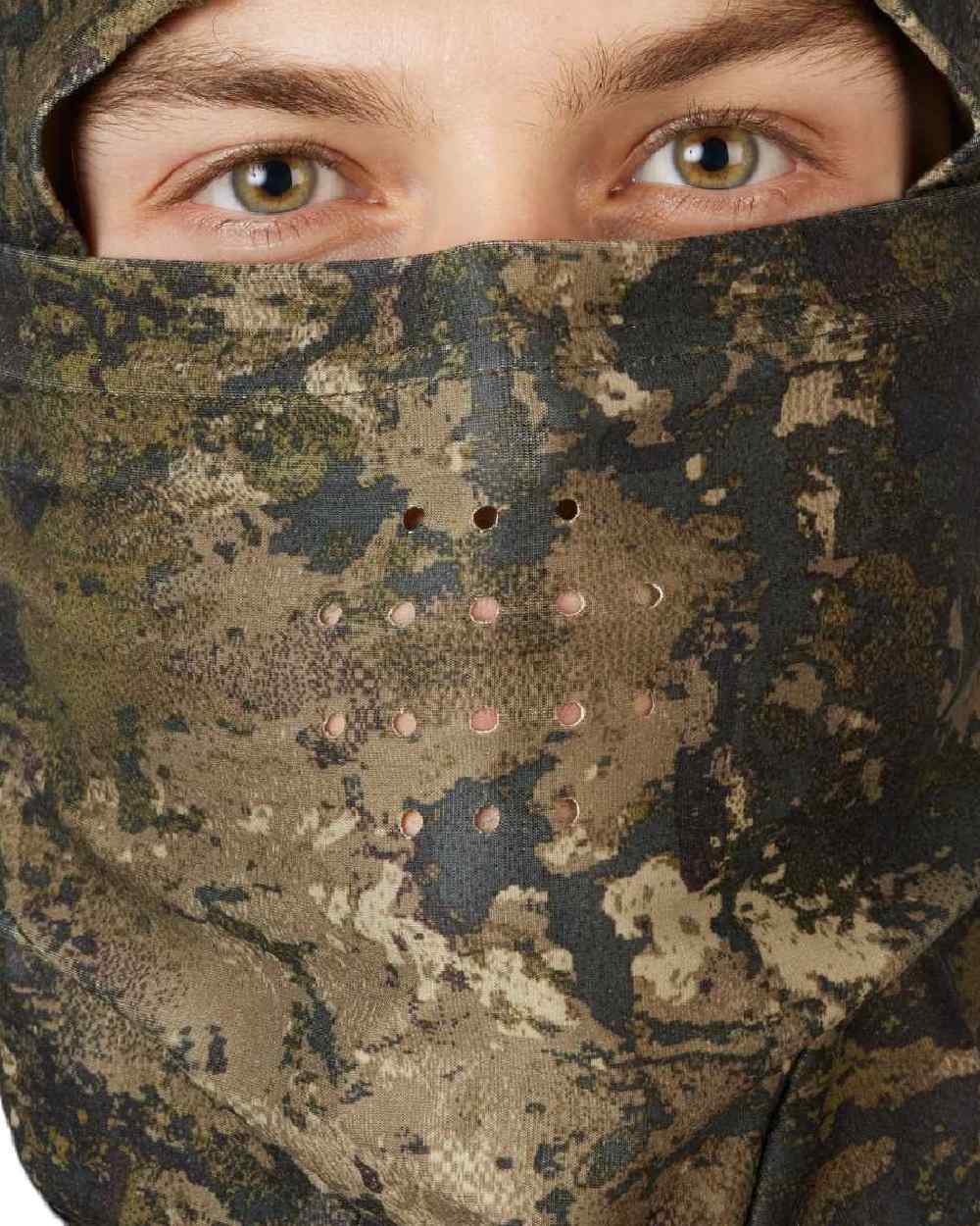 InVis Green Coloured Seeland Scent Control Camo Balaclava on white background 