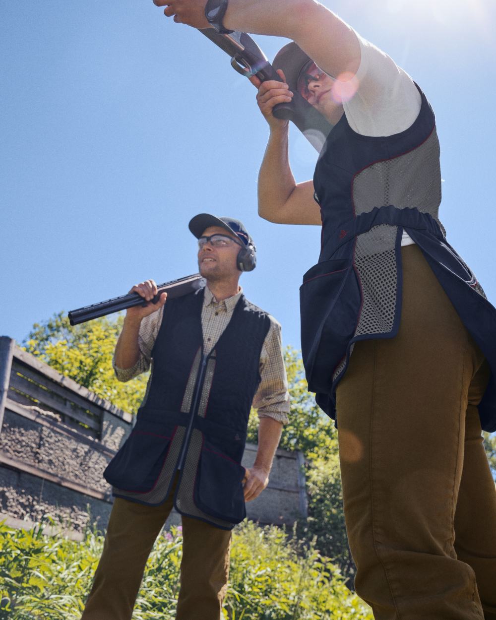 Classic Blue coloured Seeland Skeet II Waistcoat on forest background 