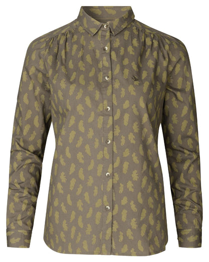 Olive Feather Coloured Seeland Skeet Lady Shirt on White background 