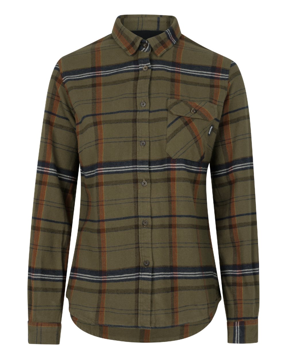 Grape Leaf Terracotta Check Coloured Seeland Skye Flannel Shirt on white background 