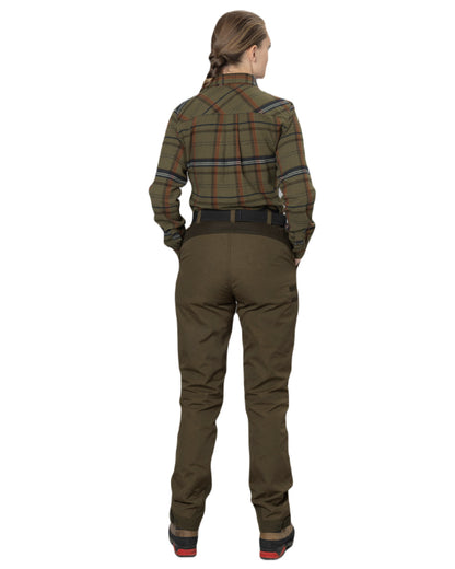 Grape Leaf Terracotta Check Coloured Seeland Skye Flannel Shirt on white background 