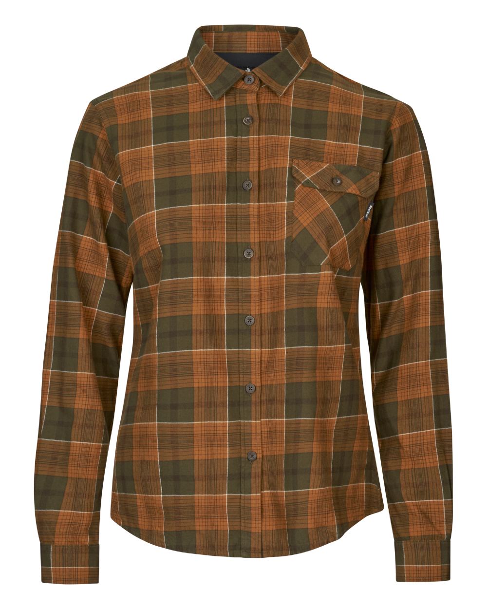Grizzly Brown Terracotta Check Coloured Seeland Skye Flannel Shirt on white background 