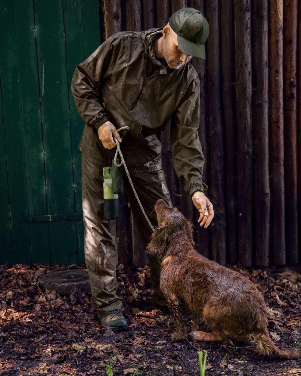 Pine Green Coloured Seeland Taxus Rain Set on outdoor background 