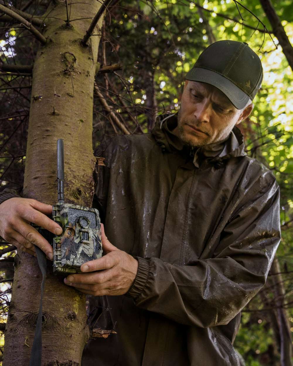 Pine Green Coloured Seeland Taxus Rain Set on outdoor background 
