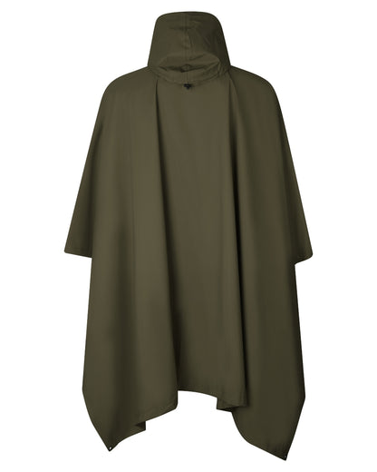 Pine Green coloured Seeland Taxus Waterproof Rain Poncho on white background 