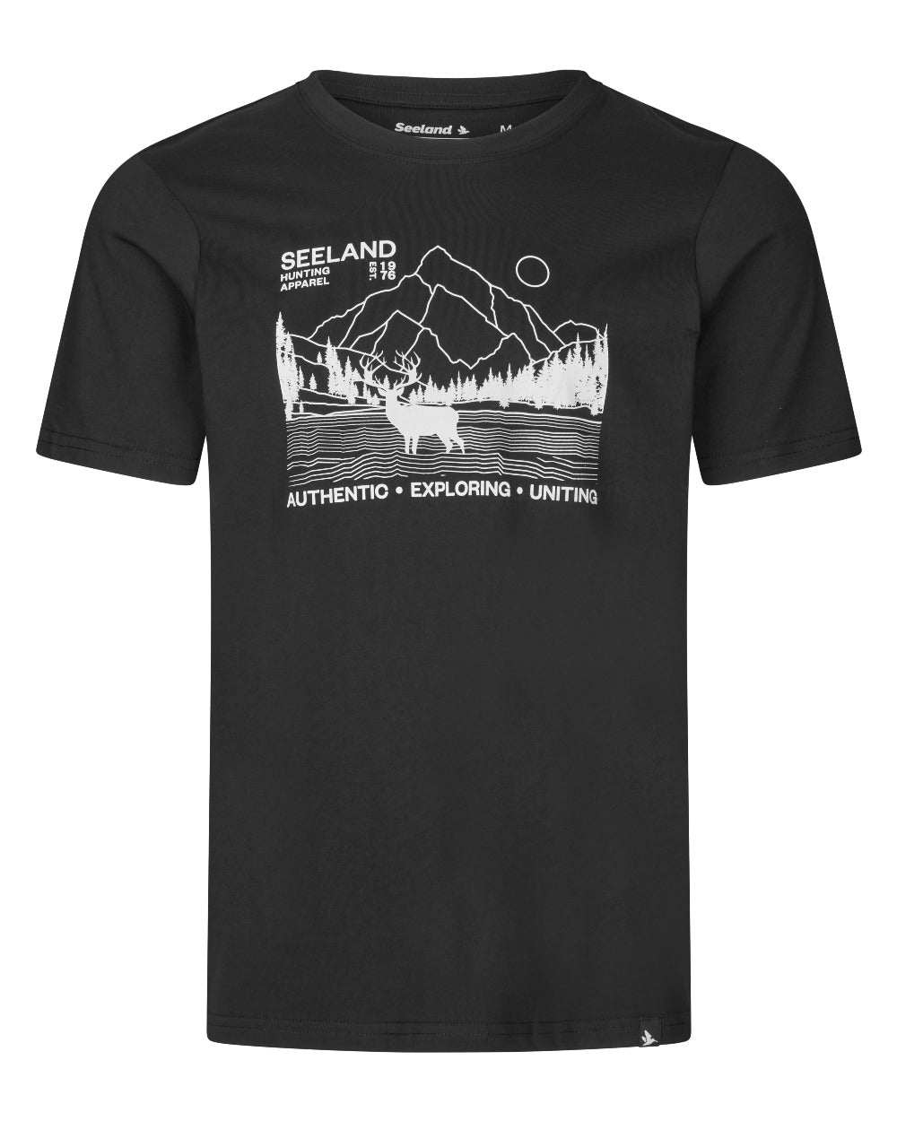 Black coloured Seeland Territory T-Shirt on white background 