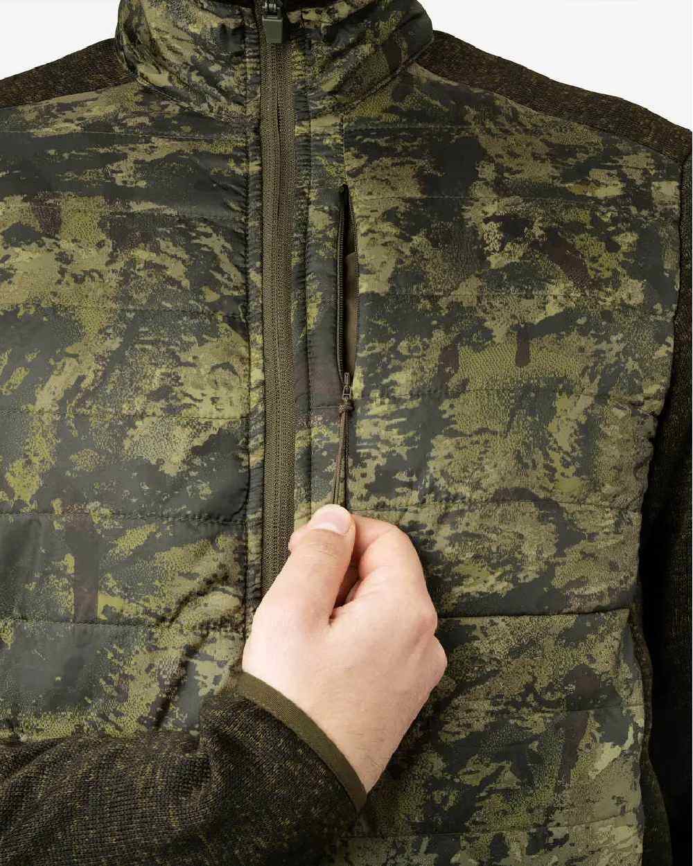 Camo Coloured Seeland Theo Hybrid Jacket on white background 