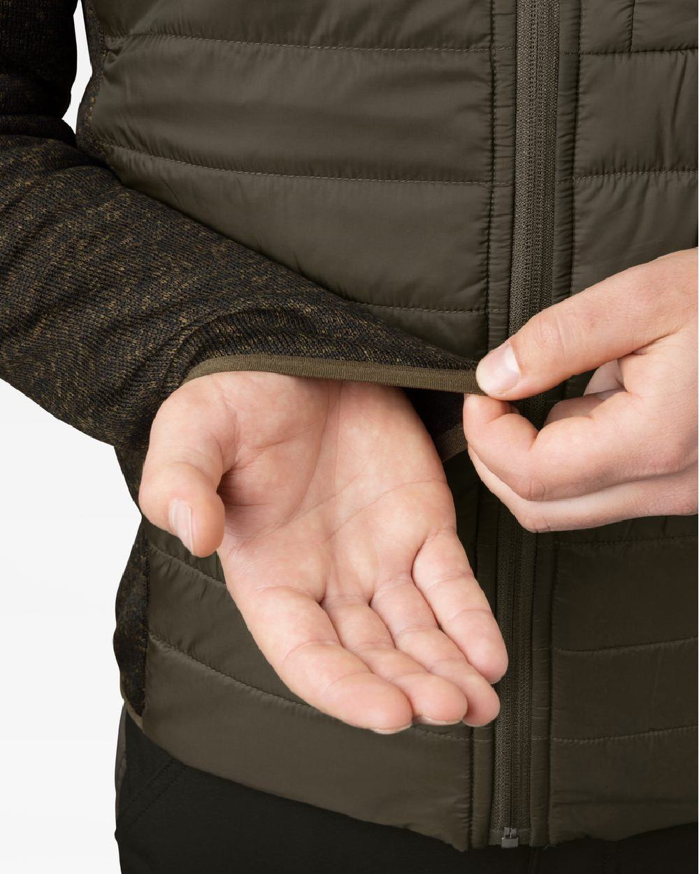 Pine Green Coloured Seeland Theo Hybrid Jacket on white background 