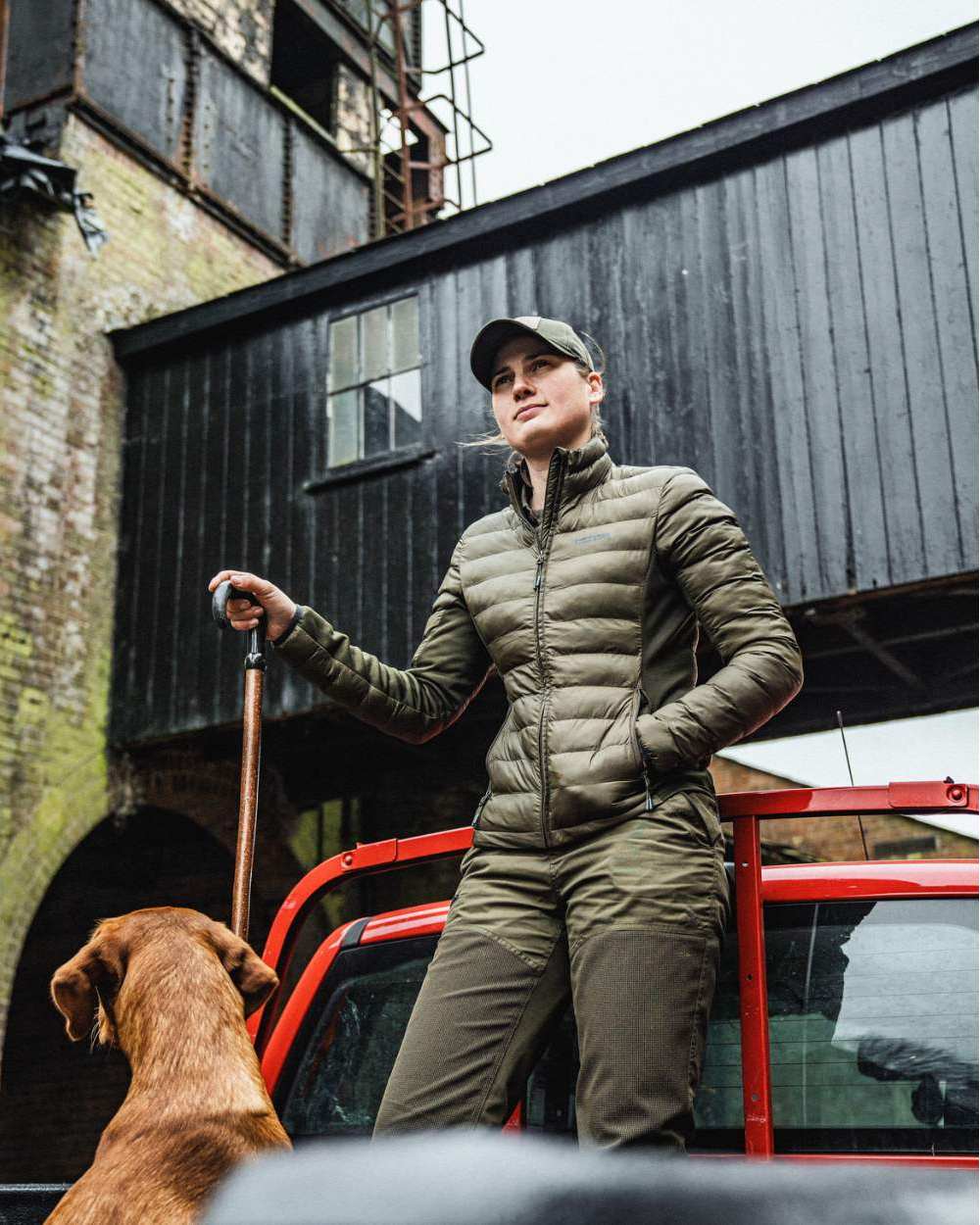 Pine Green Coloured Seeland Therma Jacket on outdoor background 