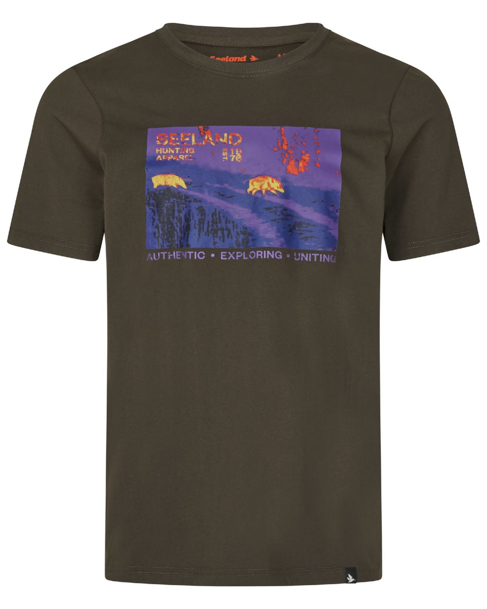 Pine Green Coloured Seeland Thermal T-Shirt on white background 