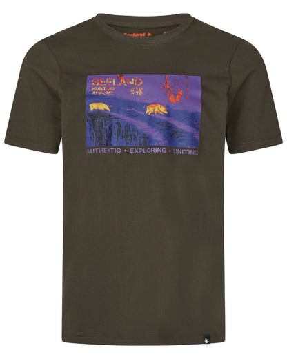 Pine Green Coloured Seeland Thermal T-Shirt on white background 