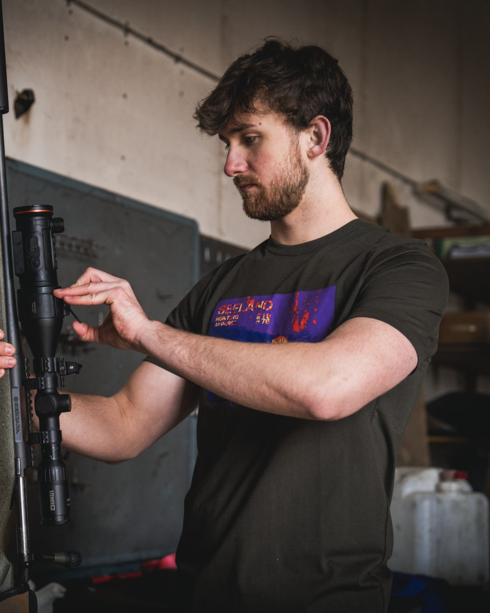 Pine Green Coloured Seeland Thermal T-Shirt on indoor background 