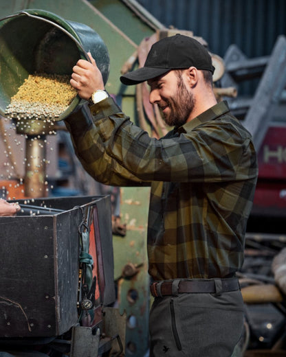 Green Check Coloured Seeland Toronto Shirt on outdoor background 