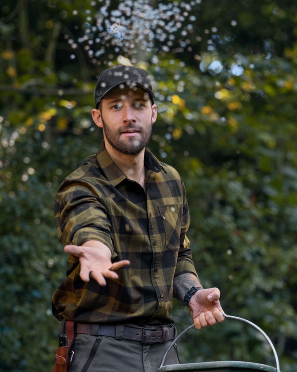 Green Check Coloured Seeland Toronto Shirt on outdoor background 