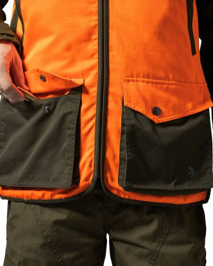 Hi-Vis Orange Coloured Seeland Travo Waistcoat on white background 