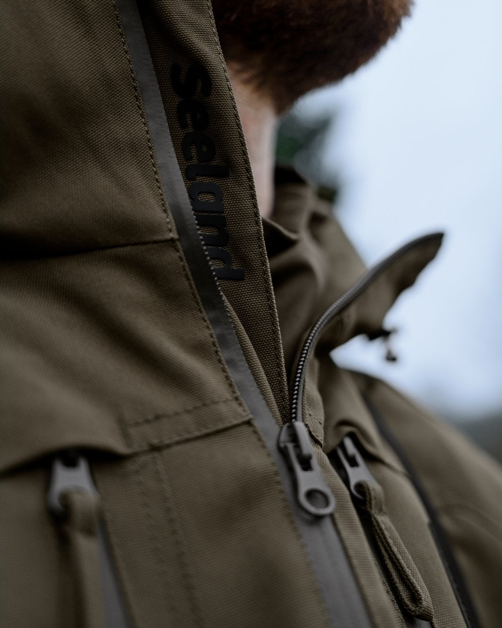 Light Pine coloured Seeland Trax Full Jacket on outdoor background 