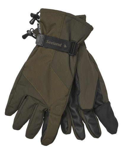 Pine Green coloured Seeland Trigger Fold-Back Gloves on white background 