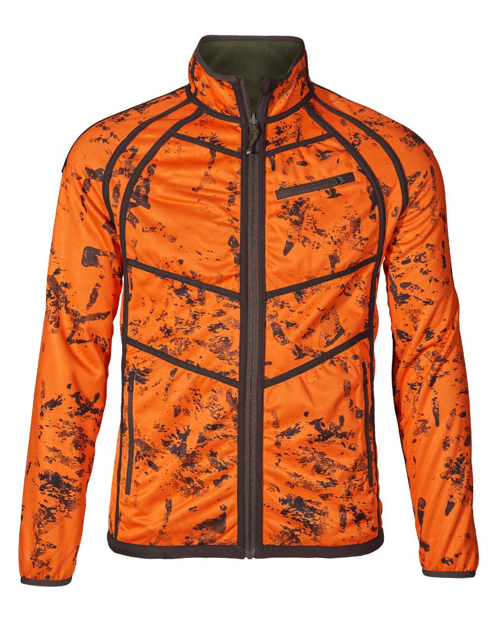 Pine Green InVis Orange Blaze Coloured Seeland Vantage Reversible Fleece Jacket on white background 