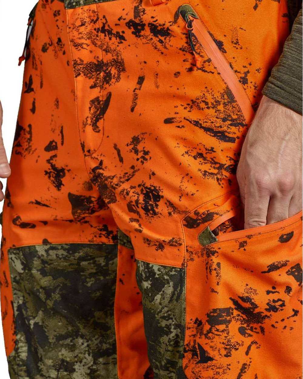 InVis Green InVis Orange Blaze Coloured Seeland Vantage Trousers on white background 