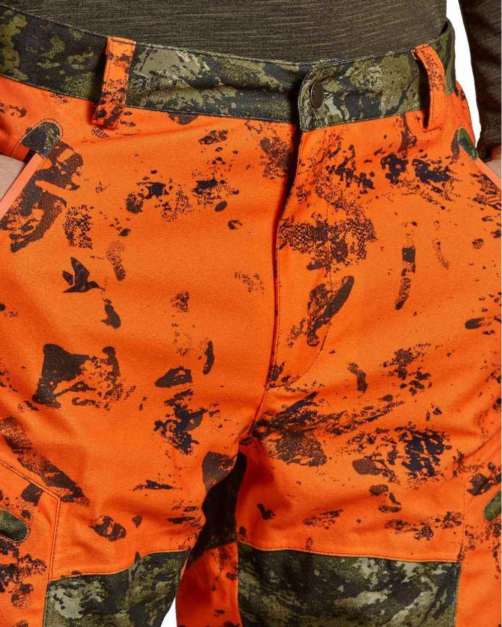 InVis Green InVis Orange Blaze Coloured Seeland Vantage Trousers on white background 