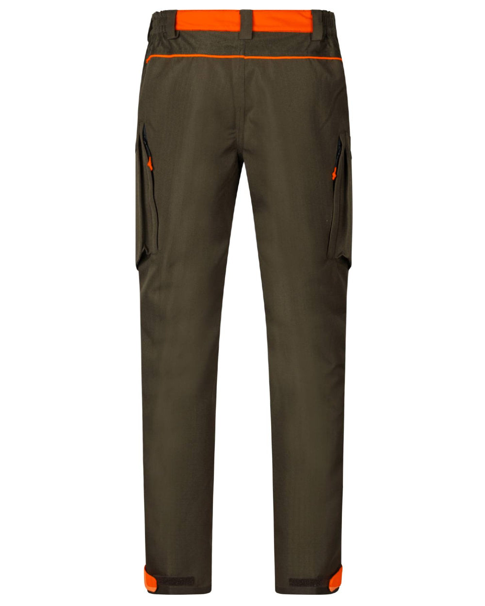 Pine Green Hi-Vis Orange Coloured Seeland Venture Trousers on white background 