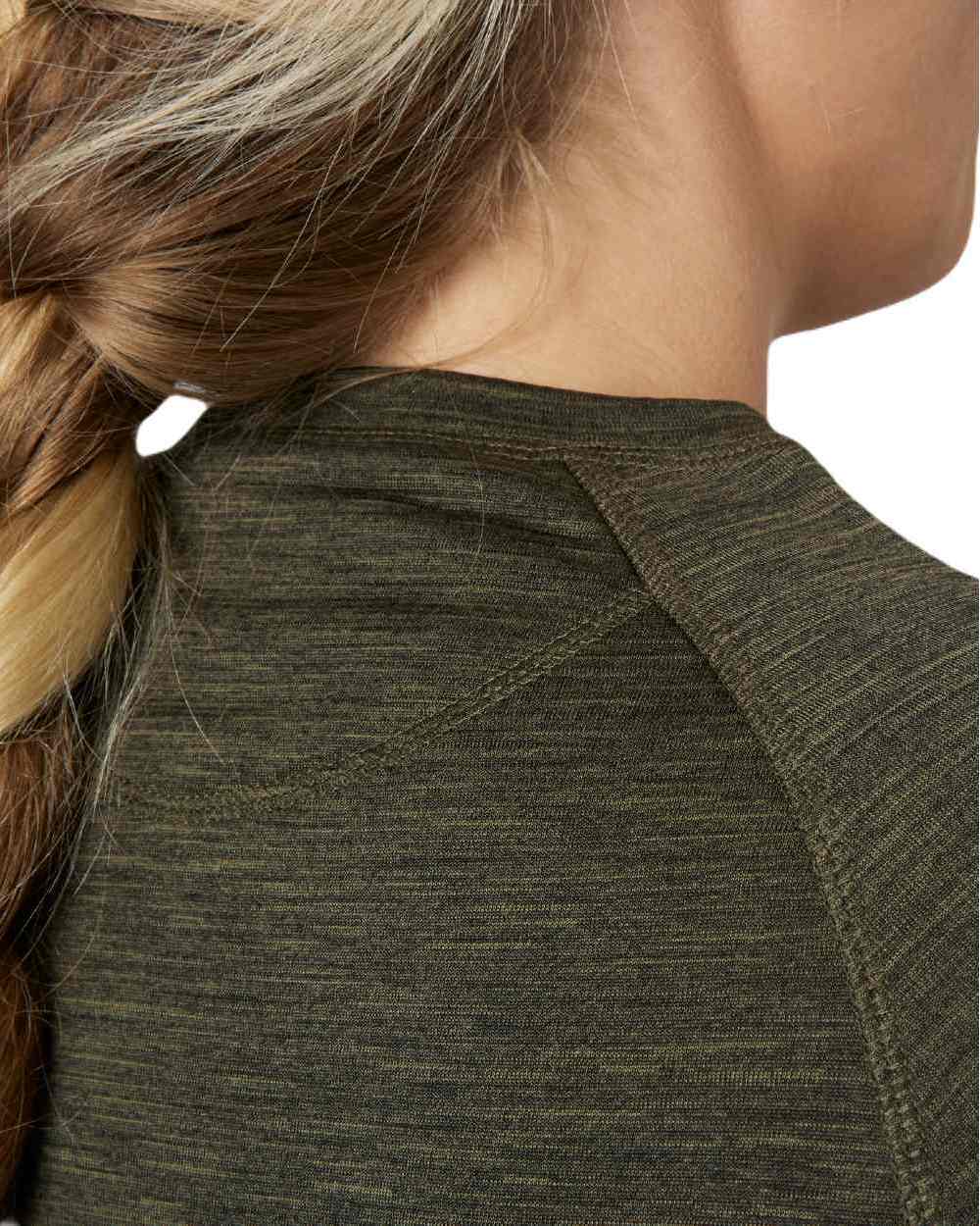 Pine Green Coloured Seeland Womens Active Long Sleeve T-Shirt on white background 