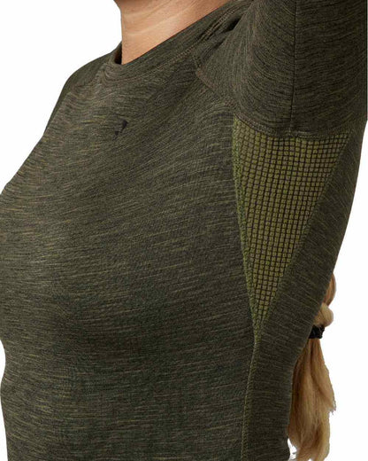 Pine Green Coloured Seeland Womens Active Long Sleeve T-Shirt on white background 